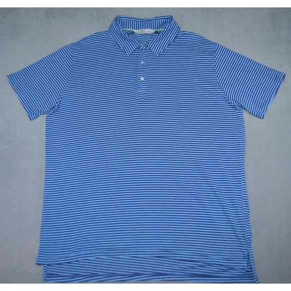 Tasc Performance Organic Cotton/Bamboo Viscose Blend Polo Shirt Blue Striped XL - Picture 1 of 9